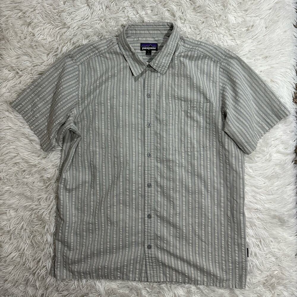 Men’s Patagonia Puckerware Shirt Button Up Short Sleeve Size Large White
